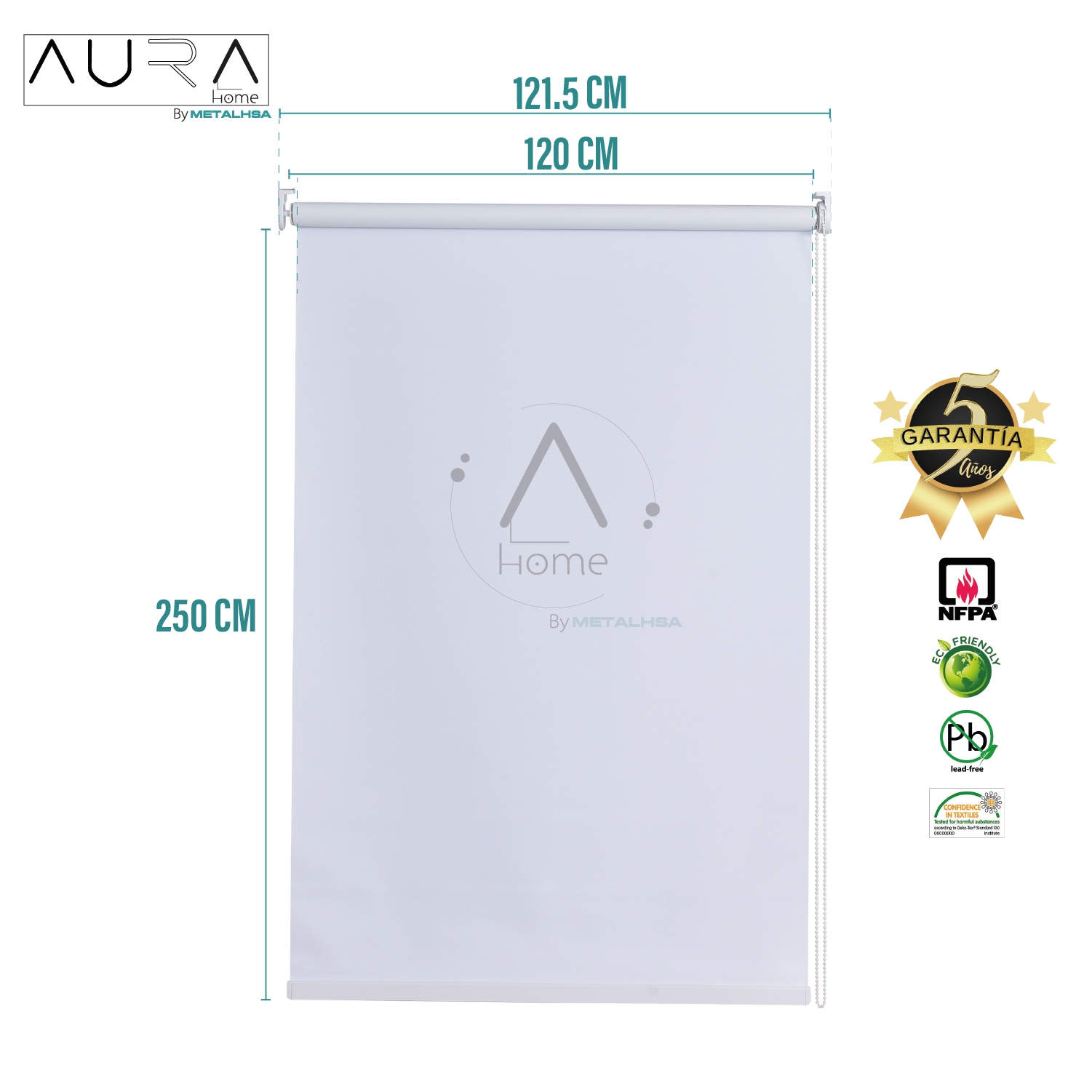 Cortina Roller Blackout Blanco 120X250 Cm Aura - Imagen 9