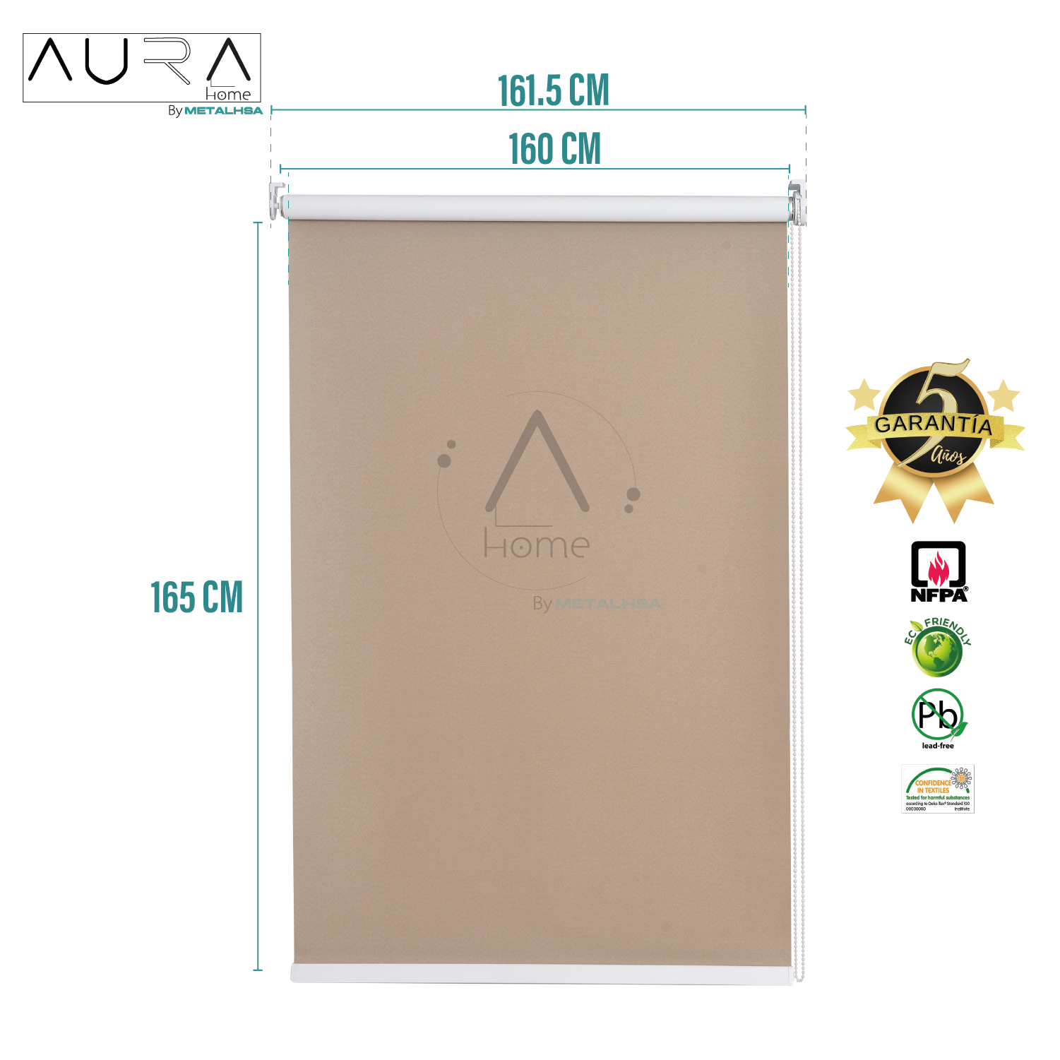 Cortina Roller Blackout Capuccino 160X165 Cm Aura - Imagen 9