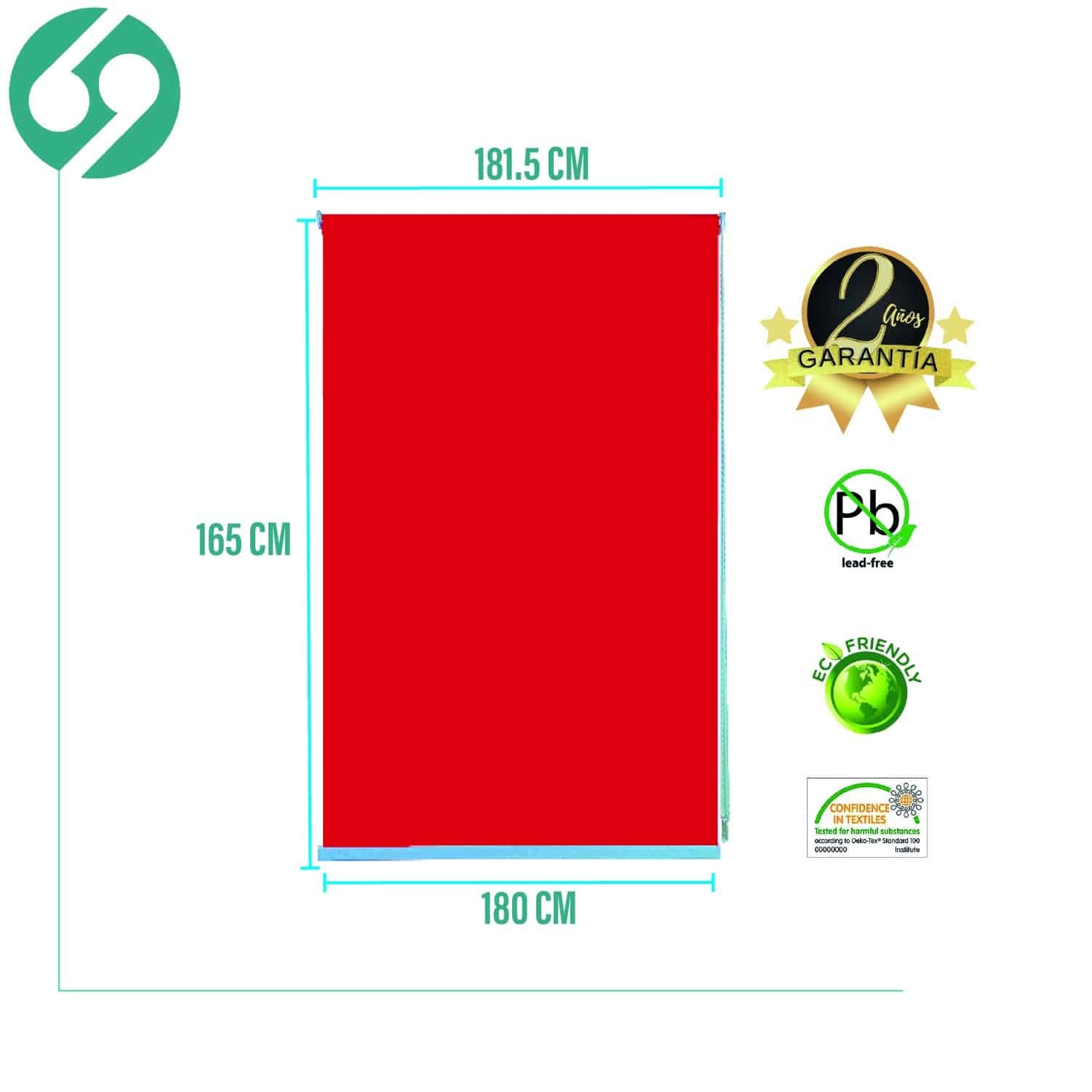 Cortina Roller Blackout Rojo 180 X 165 Cm - Imagen 2